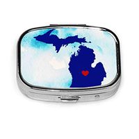 ZJZDCZA Love in Michigan State Map Fashion Square Pill Box Vitamin Medicine Tablet Holder Wallet Organizer Case