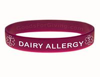 Dairy Allergy ID Bracelet Wristband - Purple - 7 Inches - Youth