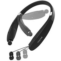Bluetooth Headset, MOSCHE Bluetooth 4.1 Wireless Stereo Headphones Headsets Neckband with Retractable Bluetooth Earbuds with Mic for iPhone and Android Cell Phone(Black)