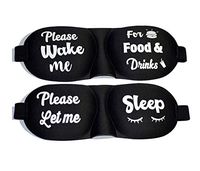 Travel or Home Sleep Mask with Wake Me for Food and Let Me Sleep Msg Including Carry Pouch
