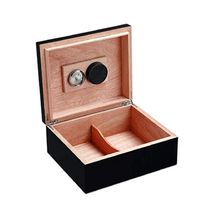 Kylin-u Cigar Humidor Handmade Wood Cigar Box Desktop Humidor with Hygrometer and Humidifier,Cedar Divider Holds 30 Cigars