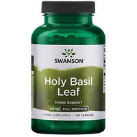 Swanson Holy Basil Leaf (Tulsi) Healthy Response to Stress Support Emotional Well-Being Supplement (Ocimum Sanctum) (800 mg per 2 Capsule Serving) 400 mg 120 Capsules (Caps)