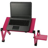 360° Adjustable Folding Laptop Stand Notebook Computer Desk Table with Mouse Board, Aluminum Stand, CPU Fans for Using in Bed, Office (US STOCK) (Rose Red)