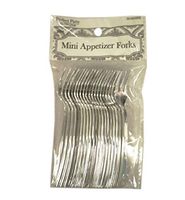 DollarItemDirect 20 pcs Plastic Silver Mini Forks, Case of 48