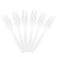 JAM PAPER Big Party Pack of Premium Plastic Forks - Clear - 100 Disposable Forks/Box