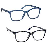 The Reading Glasses Company Bright Blue & Tortoiseshell Readers 2 Pack Large Mens Spring Hinges RR51-33T +1.75