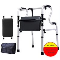 ZXQQQ Walker for Seniors with Seat Folding Slides Rolling Ultra Walkers with Wheels Bag and Hand Grip Lightweight Bath Chair for Man and Woman Silver