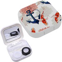 Portable Contact Lens Case Box Travel Kit Mirror + Bottle + Tweezers Container Holder [ Utiful Tropical ]