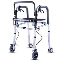 XHRHao Foldable Walker with Chair Fuction and Brake 7 Adjustable Height Levels(85-95cm) Made of Aluminum Alloy Rollator Portable Walk Assist for Elderly Silver (Color : Silver)