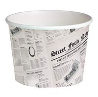PacknWood Round Newspaper Print Paper Deli Container, 24 oz Capacity (Case of 500)
