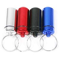 angel3292 Mini Pill Bottle Box Keychain,Waterproof Key Ring Medicine Pill Bottle Box Tablet Storage Case Container Random Color