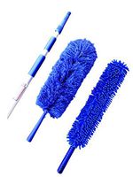Blue Extension Rod Ceiling Duster with 18-20 feet Reach 3-Stage Aluminum Telescoping Pole - Cathedral, Cobweb, Microfiber, Ceilings Fan Duster Includes 2 Hand Dusting Kit