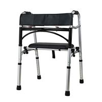 Walker with Seat Folding Adjustable Lightweight Aluminum Alloy Walking Device Waterproof Soft Seat