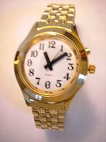 Men's Deluxe Talking Wrist Watch Gold Tone w/Clasp Band
