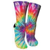 antspuent Neon Tie Dye Compression Socks Unisex Printed Socks Crazy Patterned Fun Long Cotton Socks Over The Calf Tube