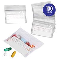 Deke 100 pack clear resealable ziplock travel pill packs bag organizer pouches 3x2" for medicine. Bags with write-on label ziploc portable plastic pouch to hold vitamin, supplements, medication, pills