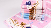T1101 Pink/blue Lovely Bear Pattern Baby Kid Bathroom Hand Face Towels 52cm×27cm Rectangular Cloth 100% Cotton Soft Touch First Class Product (Pink)