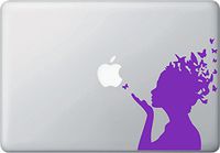 Yadda-Yadda Design Co. Butterfly Girl - MacBook or Laptop Decal (5.5" w x 6.5" h) (Purple)
