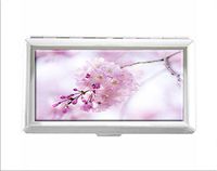 Bloom Blossoms Branch Cherry Close Up Flowers Pink Spring Design Unisex Stainless Steel Cigarette Holder Case Protection Credit Business Card Storage Box Pocket/Wallet