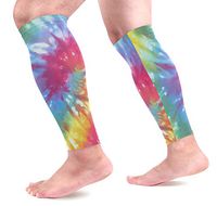 LEVEIS Tie Dye Calf Compression Sleeves 1 Pair, Leg Performance Support for Shin Splint Calf Pain Relief Men & Women Guards Sleeves for Running Cycling