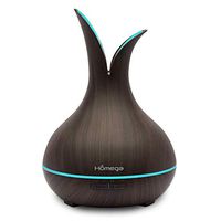 Essential Ultrasonic Oil Diffuser By Homega - 400 ml Portable Cool Mist Humidifier With 7 LED Changing Colors - Quiet Aromatherapy Air Freshener For Home Baby Room Bedroom Office Or Spa