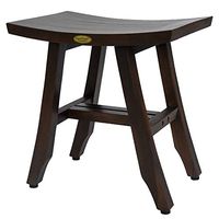 Decoteak 18" Teak Shower Stool with Adjustable Height Foot Pads