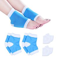 eKoi Soft Unisex Silicone Heel Cushion Cups Gel Sleeve Pad Moisturizing Cream Spa Socks Open Toe for Dry Foot Plantar Ankle Crack Skin Protection Support Pain Callus Heal Relief Treatment - 2 Pairs