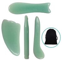 Haigemin 4 Pieces Gua Sha Massage Tools Set, Gua Sha Facial Scraping Massage Tools, Ultra Smooth Edge Jade for SPA Acupuncture Therapy Trigger Point Treatment