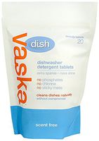 vaska Dishwasher Detergent Tablets, Scent Free, 20 Count (Pack of 6)