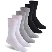 Wide Diabetic Socks, Feelwe Crew Cotton Ankle Socks Loose Top Non Binding Cotton Socks Wide with Seamless Toe,Diabetic Socks Mens 10-13 Loose Fitting 6 Pairs Dark Grey/Light Grey/White L
