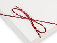 Pack Of 50, 16" Metallic Red Stretch Cord Loops W/Pre-Tied Bows Made From 1/16" Round Elastic For Jewelry Boxes