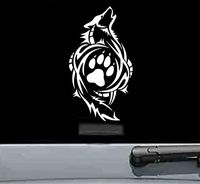 JS Artworks Tribal Wolf Vinyl Decal Sticker (White)