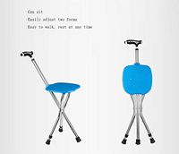 YFJL Best Health Cane Stool Walking Seats Retractable Lightweight Walking Stick with Old Man Crutches Chair Multi-Function Folding Abdomen Three-Legged Walking Aid Cane Cane Stool,B