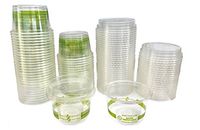 4 Ounce Biodegradable Corn Plastic Cups with Lids - 50 Pack