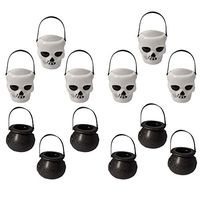 ORNOOU 11 Pieces Halloween Mini Plastic Candy Buckets Novelty Kettles for Decoration Party Supplies
