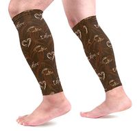 AHOMY Calf Compression Sleeves Love Heart Coffee Beans Pattern Leg Compression Socks for Runners, Calf Guard Great for Running, Cycling