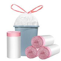 WanJiaXinHui 13 Gallon Drawstring Trash Bags, Tall Kitchen Garbage Bags,Strong Rubbish Bags for Home, Office, Car, 60 Count, 4Rolls with 15bags per Roll （Random One Color）