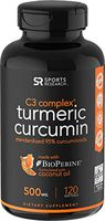 Turmeric Curcumin C3 Complex 500mg, Enhanced with Black Pepper & Organic Coconut Oil for Better Absorption; Non-GMO & Gluten Free - 120 Count