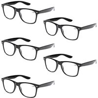 Reading Glasses 5 Pack Spring Hinge Large Frame Fashion Men and Women Readers (5 Pack Traditional Black, 3.0)