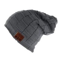 Bluetooth Beanie Hat Cap with Wireless Bluetooth Headphone Headset Earphone for Winter Sports Fitness Gym Exercise, by DeeFec (Big Grid-Darkgray)
