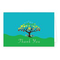 Thank You Note Card - Great for Any Occasion, New Baby, Wedding All Occasion - Tree & Hearts - 4 x 6 Folded Note Card - Available in 25, 50 and 100 Packs