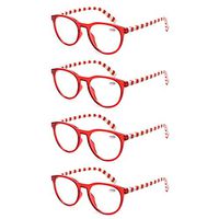 Kerecsen Reading Glasses for Women and Men - 4 Pack Spring Hinge Fashion Glasses for Reading (4 Pack Red, 2.75)