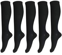 Bcurb Graduated Compression Socks Women and Men - Best Medical, Nursing, Running, Fitness, Sports, Travel & Flight Sock - Over The Calf Below Knee High (Black-5 Pair, Sm/Med)