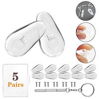 Soft Silicone Eyeglass Nose Pads, PTSLKHN Upgraded Air Chamber Eyeglasses Nose Pad, 5 Pairs of 15mm Screw-in Glasses Nose Pad Set(with Micro Screwdriver and Screws)