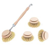 Brush Set of 1pc Brush Handle&3 Replacement Head, Grips Dish Brush, Pot Brush Long Handle Pen Brush Set, Kitchen Dishwashing Brush