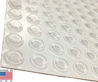 Pack of 100 Cabinet Door Bumpers - Made in USA - 1/2" Diameter Clear Adhesive Pads for Drawers, Glass Tops, Cutting Boards, Picture Frames, Small Furniture