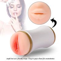 Male Masturbators Cup, 100% Medical Grade Soft Silicone , Pocket Pussy with Realistic Mouth and Vagina for Oral Sex and Pussy Sex