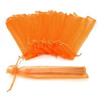 Bezall® 50pcs Drawstring Organza Folding Hand Fan Pouch Party Wedding Favor Gift Bags 2 x 10 Inches (Orange)