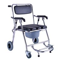 Commode chair Elderly Aluminum Alloy Folding Universal Wheel with Soft Board Cushion Anti-Rollover Pedal Seat Stool