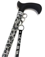 Designer Walking Stick Compact Adjustable Aluminum Cane with Velvet Bag (Silver Leopard)